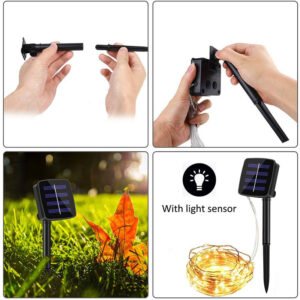 Solar Christmas Wedding Party Fairy Copper Wire LED String Light