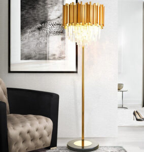 Crystal Floor Lamps for Living Room with E14 Dimmable LED Bulbs