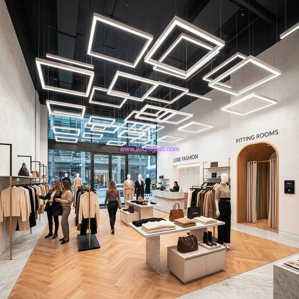 white square linear light for retail