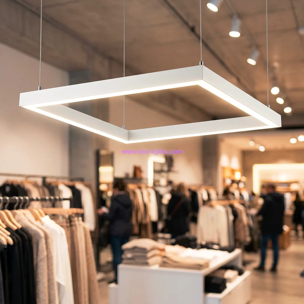 white square linear light for retail