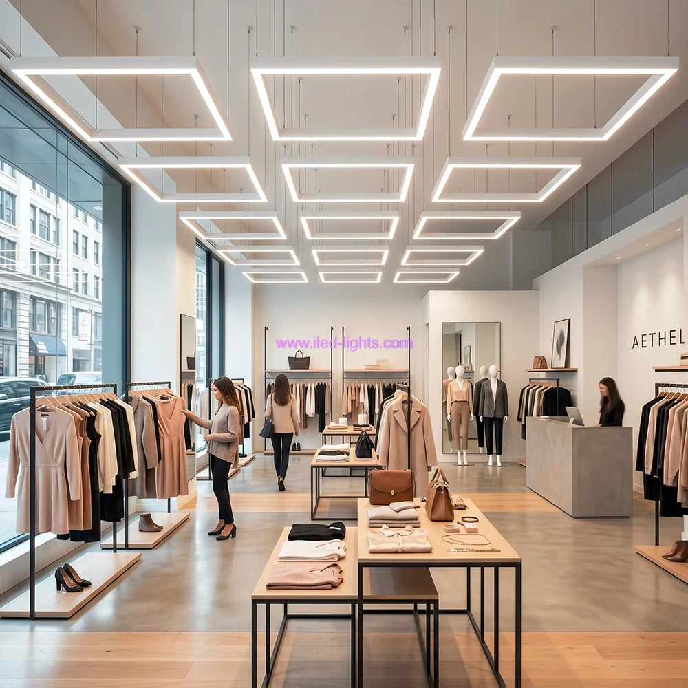 Square LED Linear Lights in Retail Store