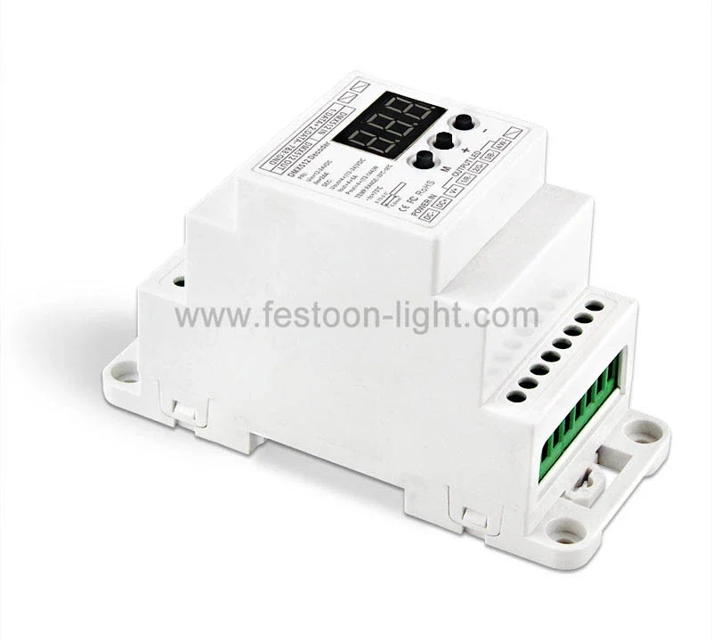 DMX512 Decoder 4 Channel RGBW DIN Rail with RJ45